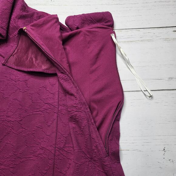 Lilly Pulitzer Bordeaux One Shoulder Mini Dress Amarena Cherry Jacquard Purple 6 - Picture 7 of 13